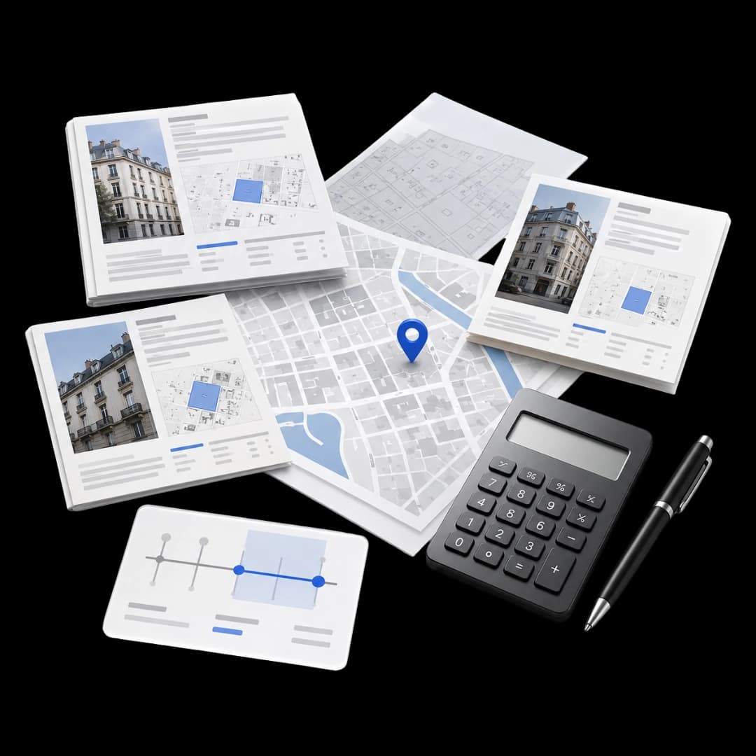 Avis de valeur immobilier avec comparables, carte et calculatrice